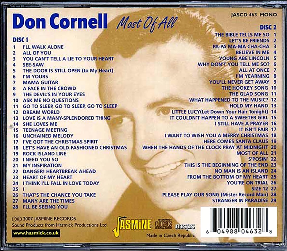 Don Cornell - Most Of All (57 tracks) (2xCD) [New CD]