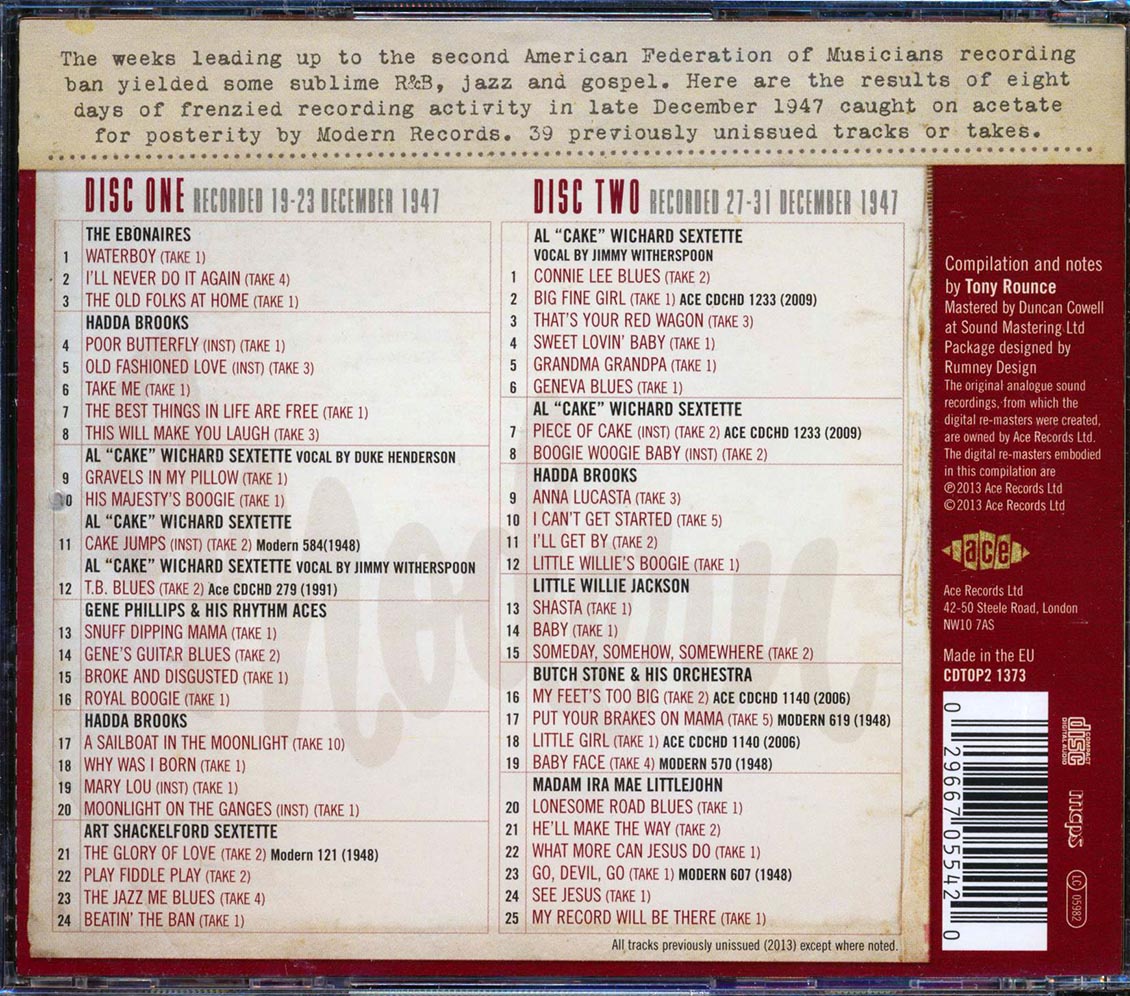 Various - Beating The Petrillo Ban: The Late December 1947 Modern Sessions (49 tracks) (2xCD) [New CD]