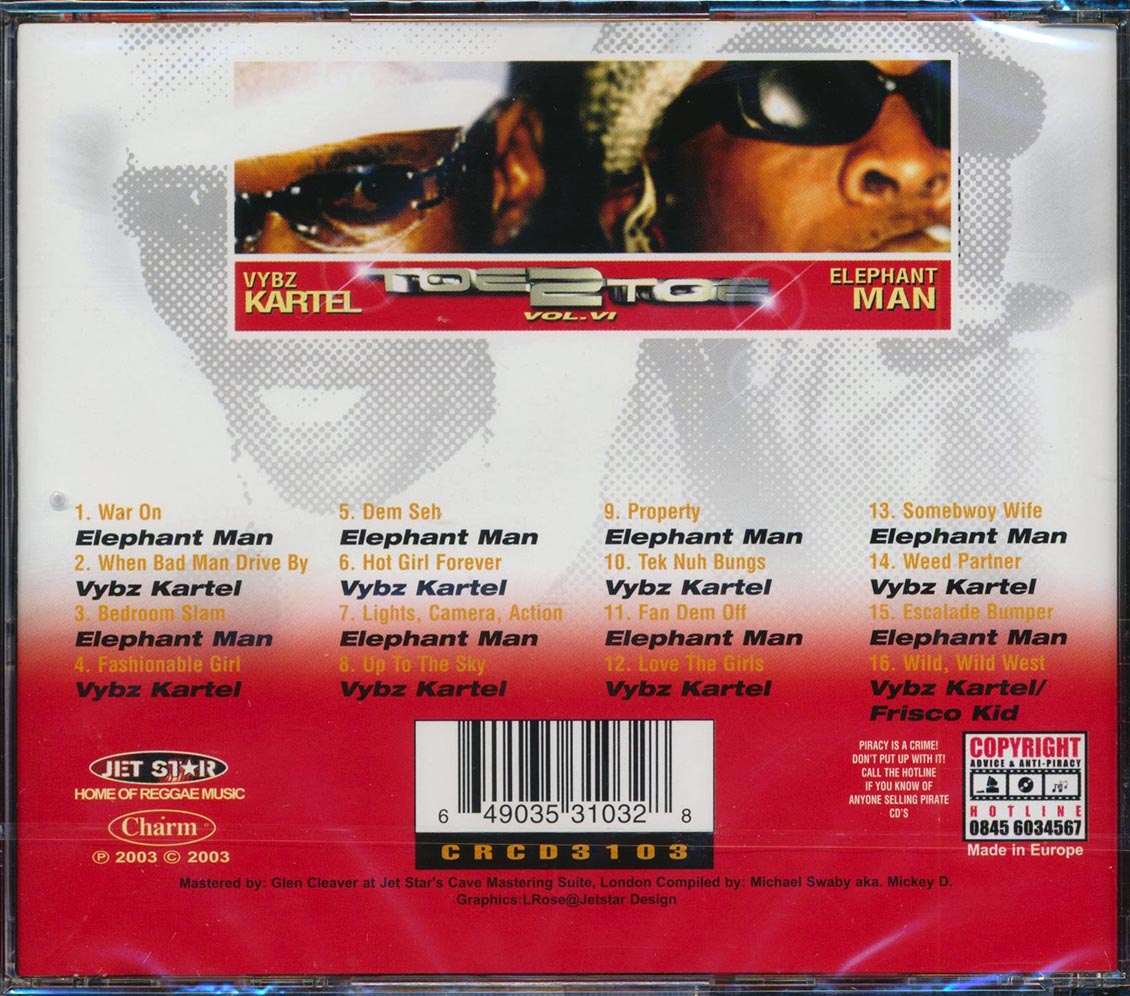Vybz Kartel, Elephant Man - Toe To Toe Volume 6 [New CD]