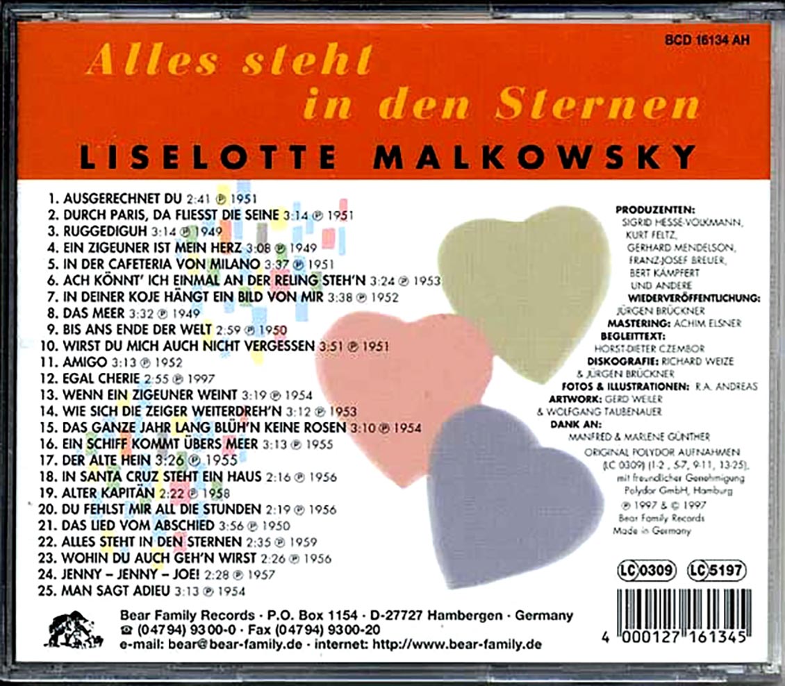 Liselotte Malkowsky - Alles Steht In Den Sternen (25 tracks) [New CD]