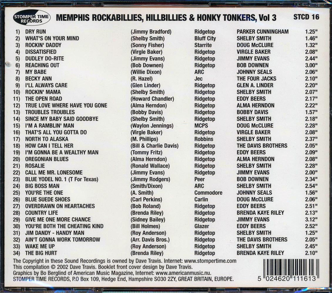 Various - Memphis Rockabillies, Hillbillies & Honky Tonkers, Volume 3: The Rebel / Rebel Ace Records Story [New CD]