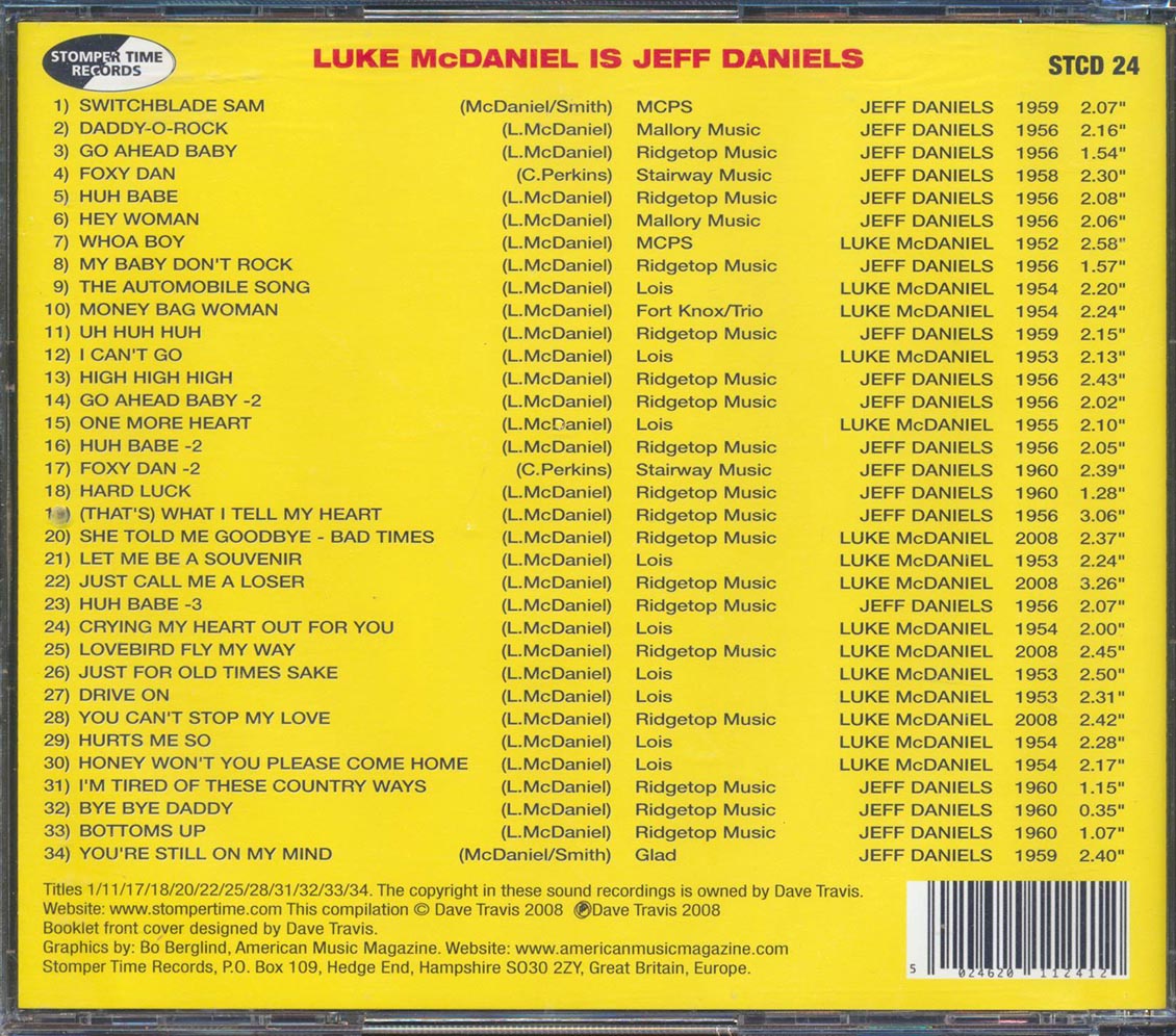 Jeff Daniels - Luke McDaniel Is Jeff Daniels: Mississippi Honky-Tonk Rockabilly Man [New CD]