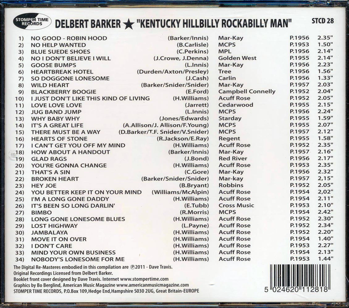 Delbert Barker - Kentucky Hillbilly Rockabilly Man: King Of The Covers [New CD]