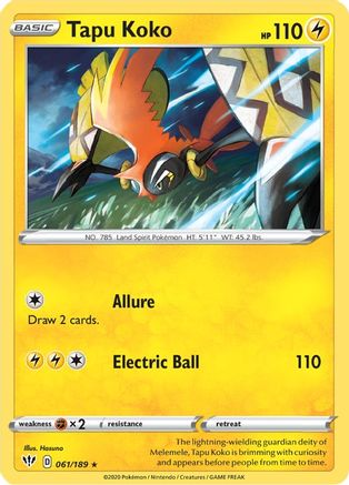 Tapu Koko 061/189 - SWSH03 Darkness Ablaze Holofoil