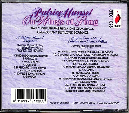 Patrice Munsel - On Wings Of Song: A Patrice Munsel Program + Melba (Original Soundtrack Recording) (2 albums on 1 CD) (21 tracks) (incl. 8-page booklet) [New CD]