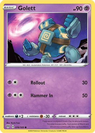Golett 076/189 - SWSH03 Darkness Ablaze Reverse Holofoil