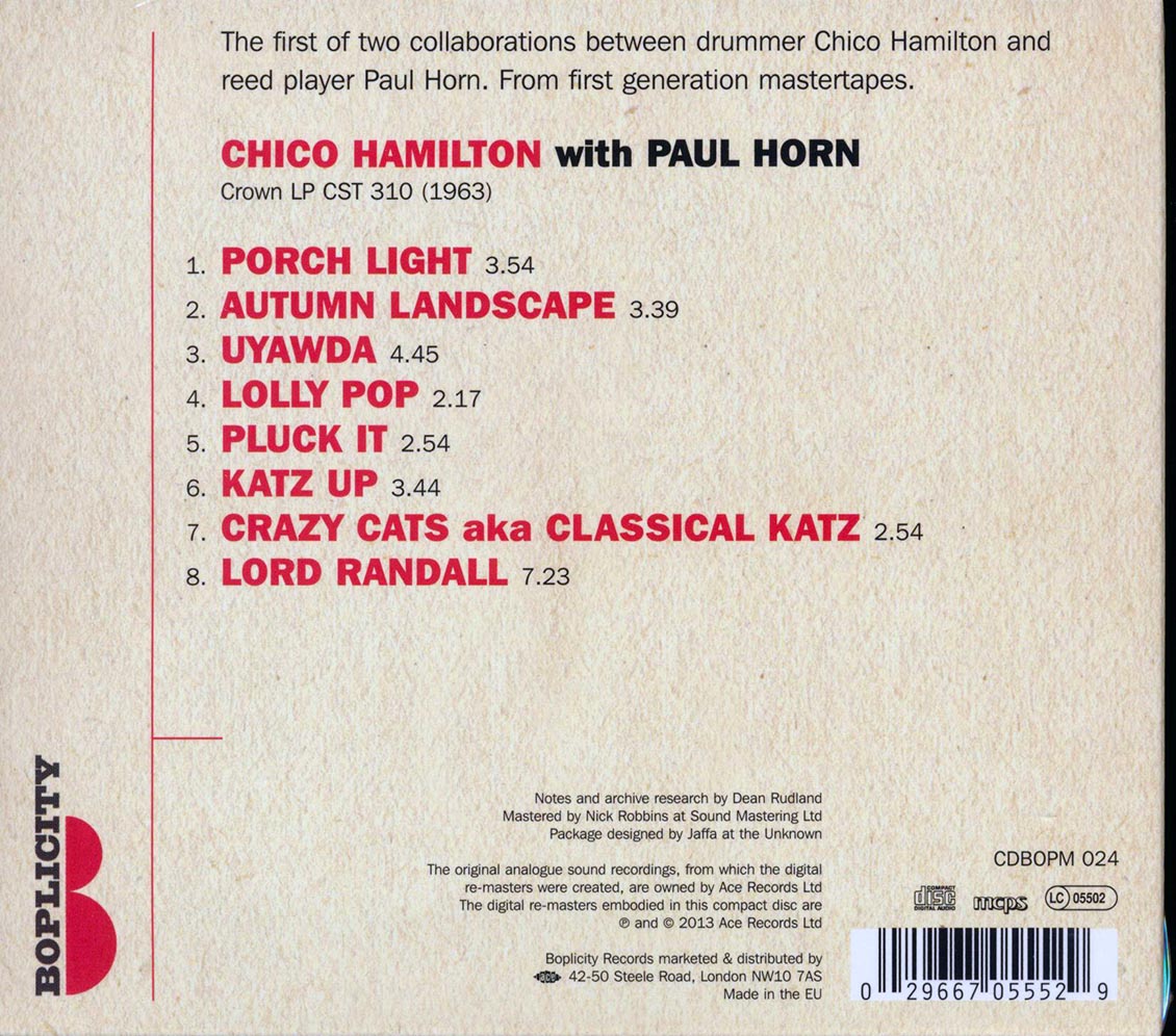 Chico Hamilton, Paul Horn - Chico Hamilton With Paul Horn [New CD]