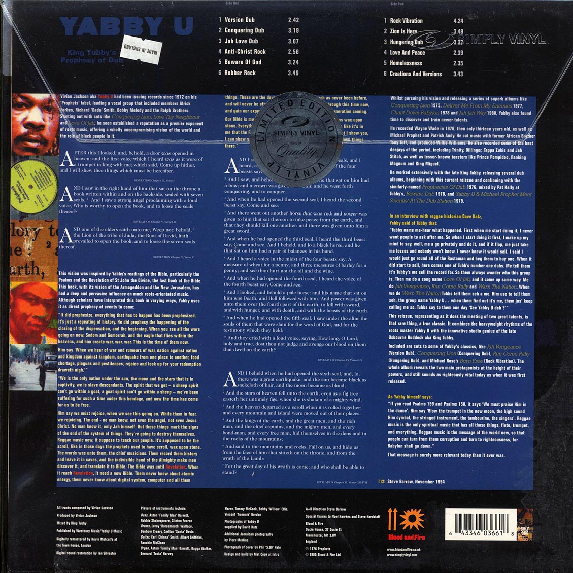 Yabby You - King Tubby's Prophesy Of Dub (180g) [New Vinyl Record LP]