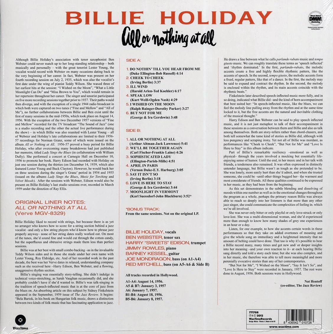 Billie Holiday - All Or Nothing At All (ltd. ed.) (180g) [New Vinyl LP]