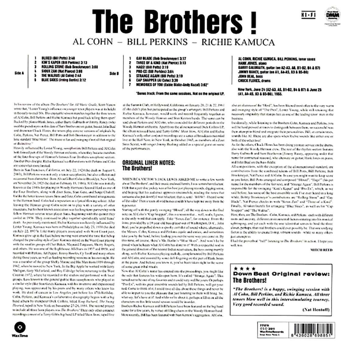 Al Cohn, Bill Perkins, Richie Kamuca - The Brothers! (ltd. ed.) (180g) [New Vinyl LP]