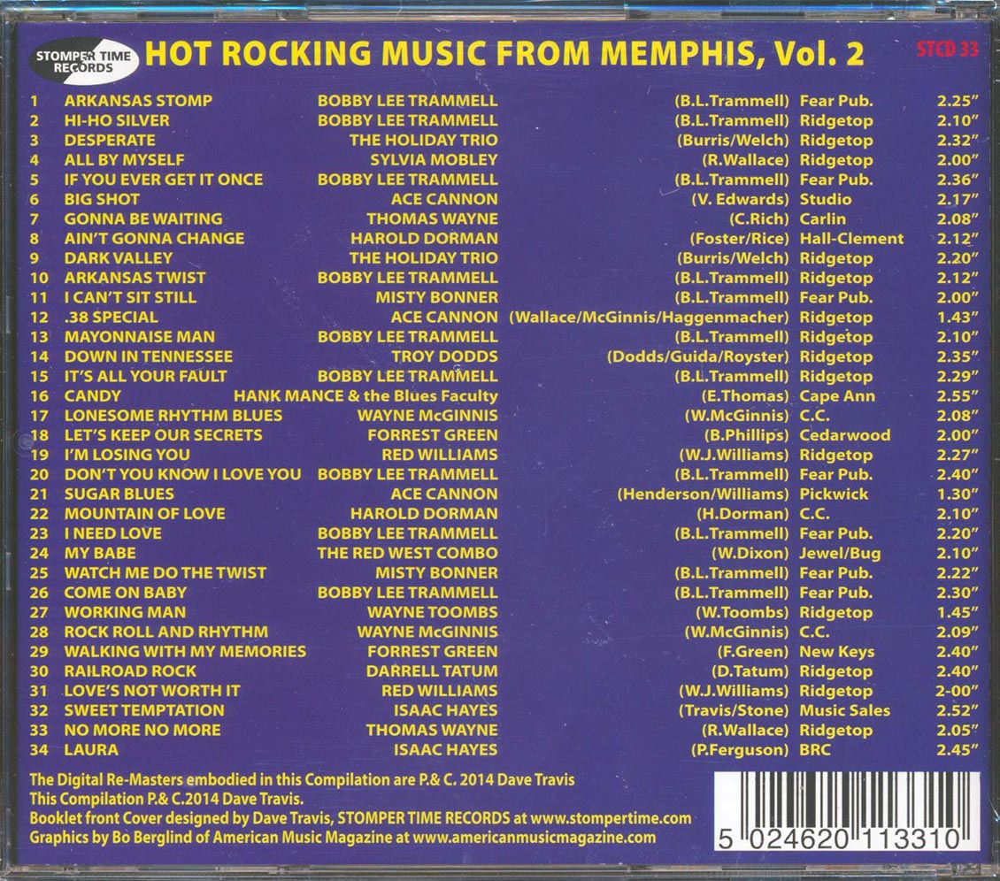 Various - Hot Rocking Music From Memphis Volume 2: The Santo Recording Company Story (34 tracks) [New CD]