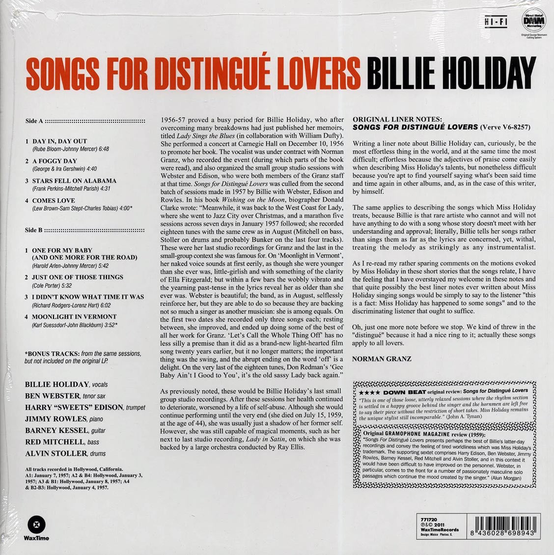 Billie Holiday - Songs For Distingue Lovers (ltd. ed.) (180g) [New Vinyl LP]
