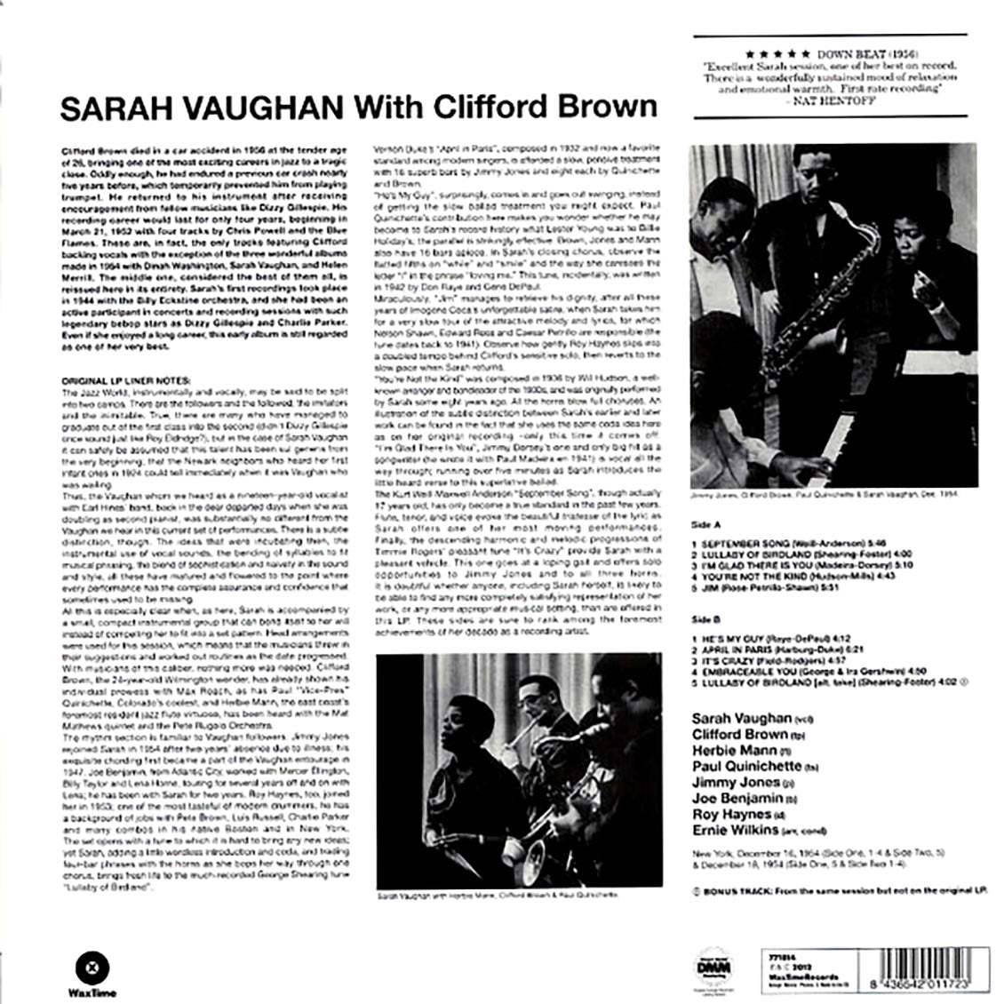 Sarah Vaughan - Sarah Vaughan With Clifford Brown (+bonus track) (ltd. ed.) (180g) [New Vinyl Record LP]