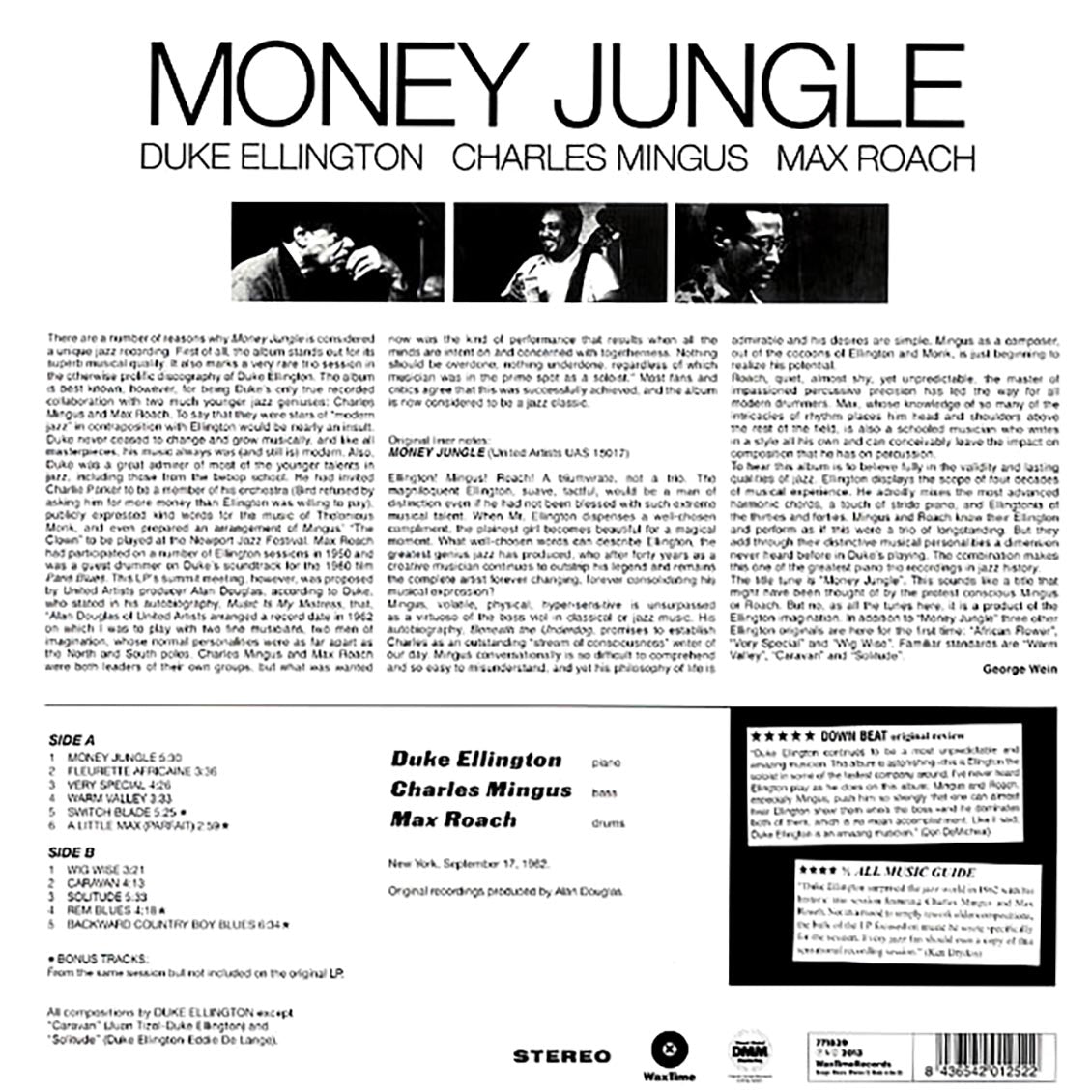 Duke Ellington, Charles Mingus, Max Roach - Money Jungle (+3 bonus tracks) (ltd. ed.) (180g) [New Vinyl Record LP]