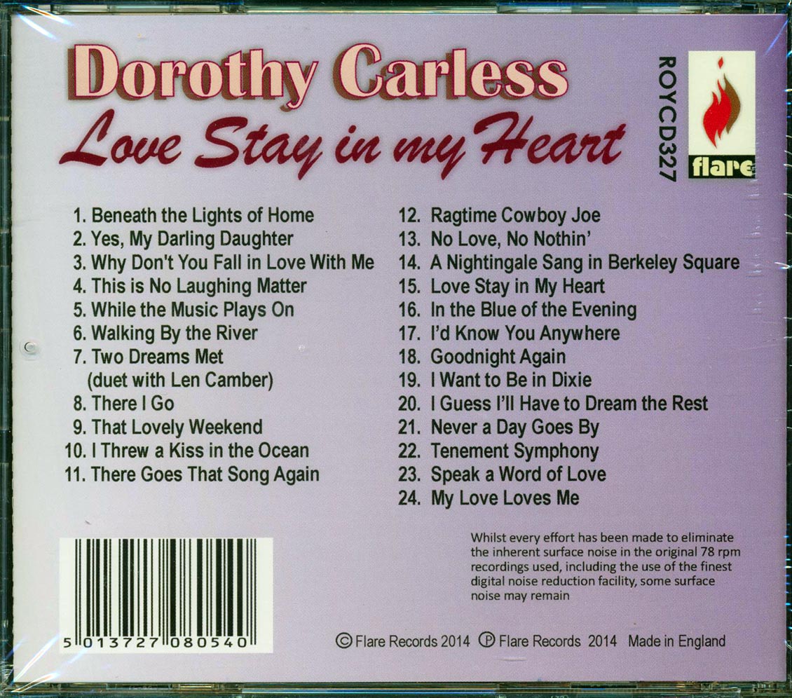 Dorothy Carless - Love, Stay In My Heart (24 tracks) [New CD]