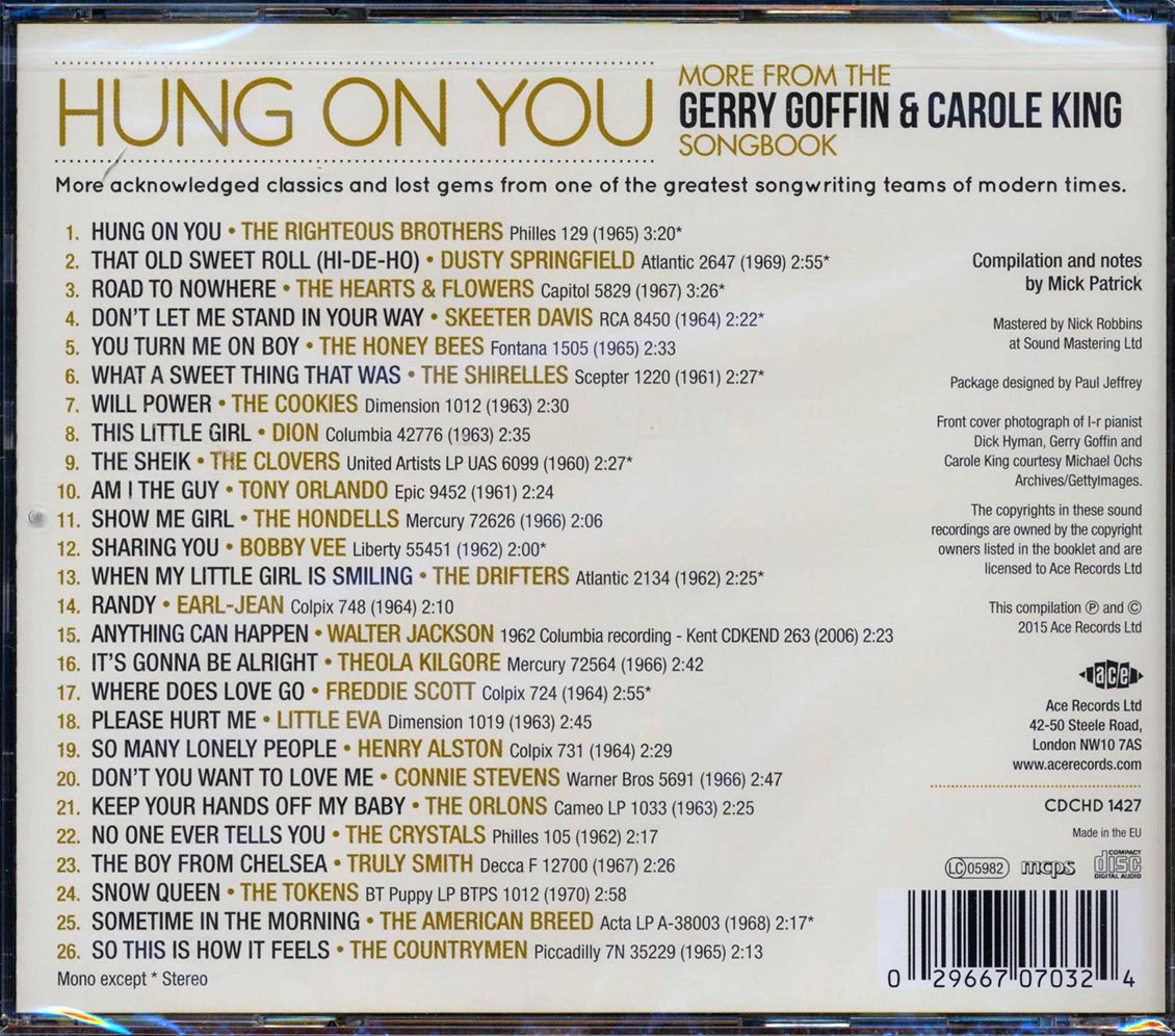 Righteous Brothers, The Drifters, Dusty Springfield, Etc. - Hung On You: More From Gerry Goffin & Carole King Songbook (26 tracks) [New CD]