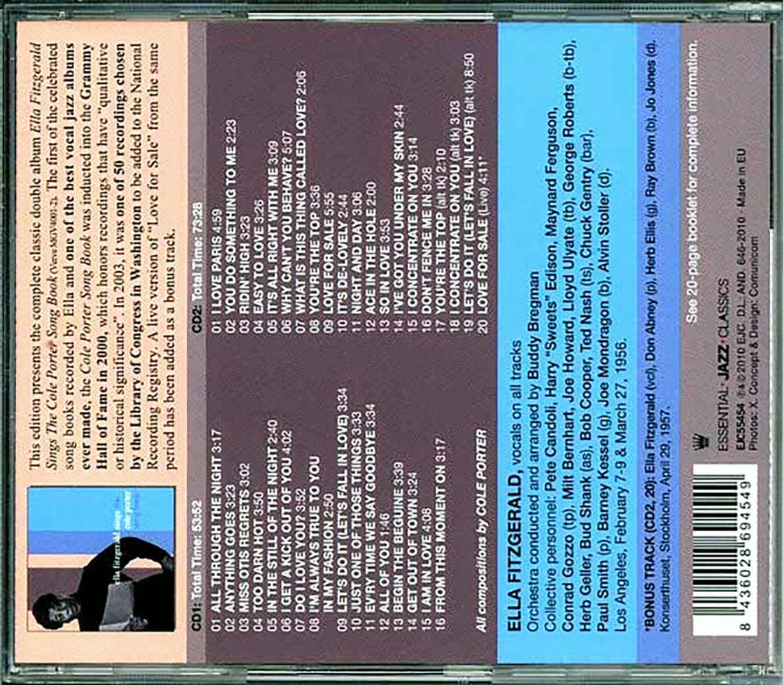 Ella Fitzgerald - Sings The Cole Porter Song Book (2xCD) [New CD]