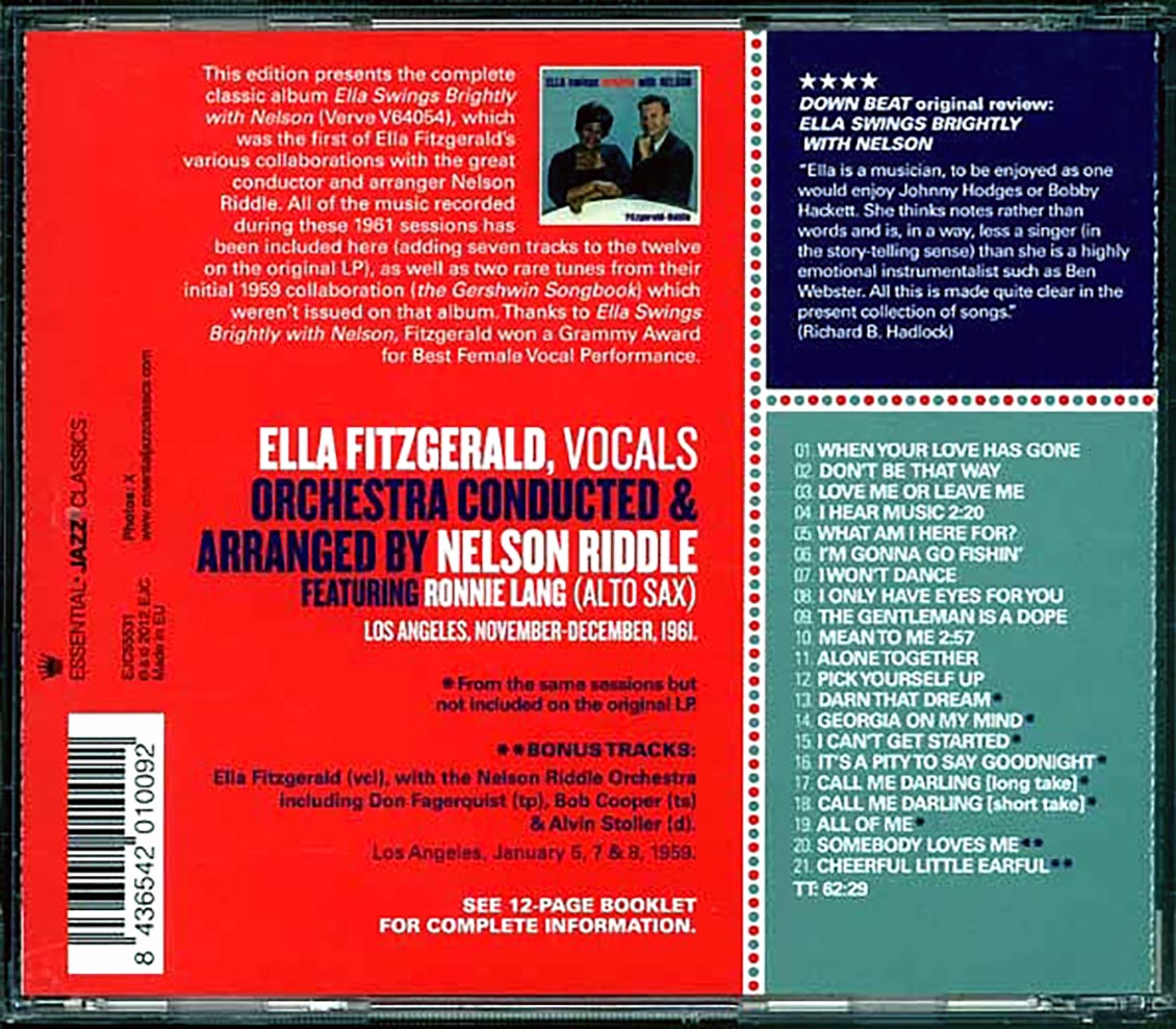 Ella Fitzgerald, Nelson Riddle - Ella Swings Brightly With Nelson [New CD]
