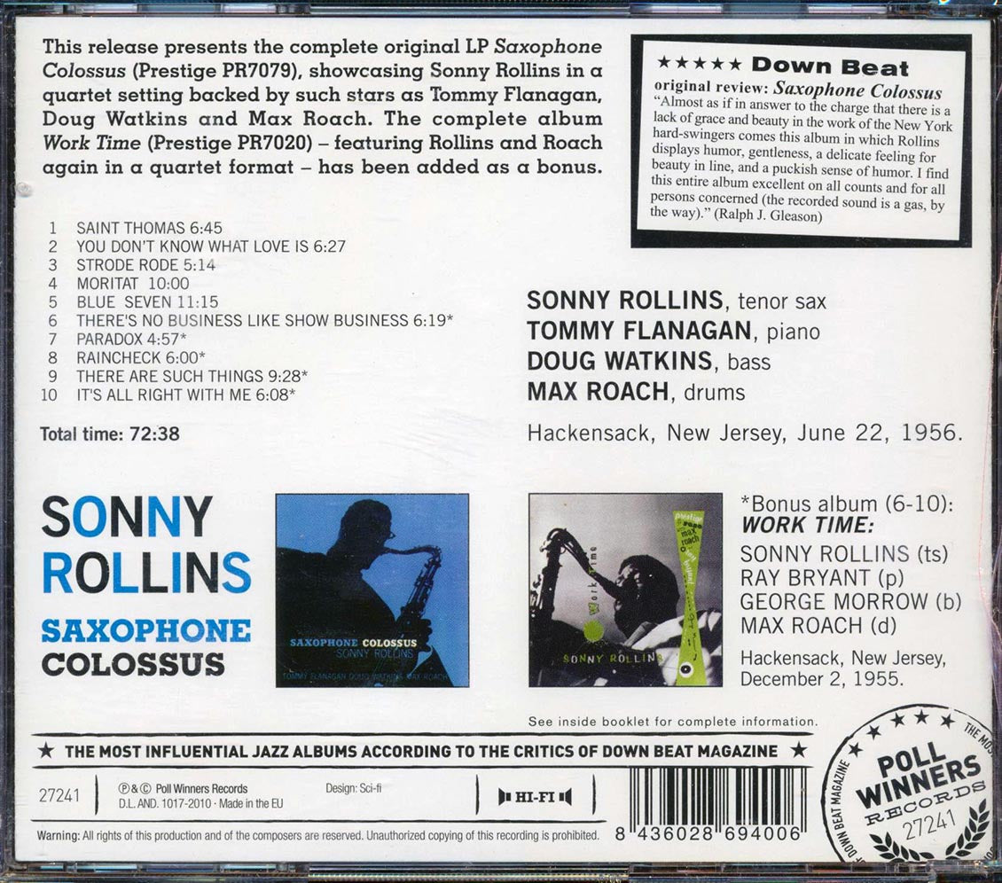 Sonny Rollins - Saxophone Colossus [New CD]