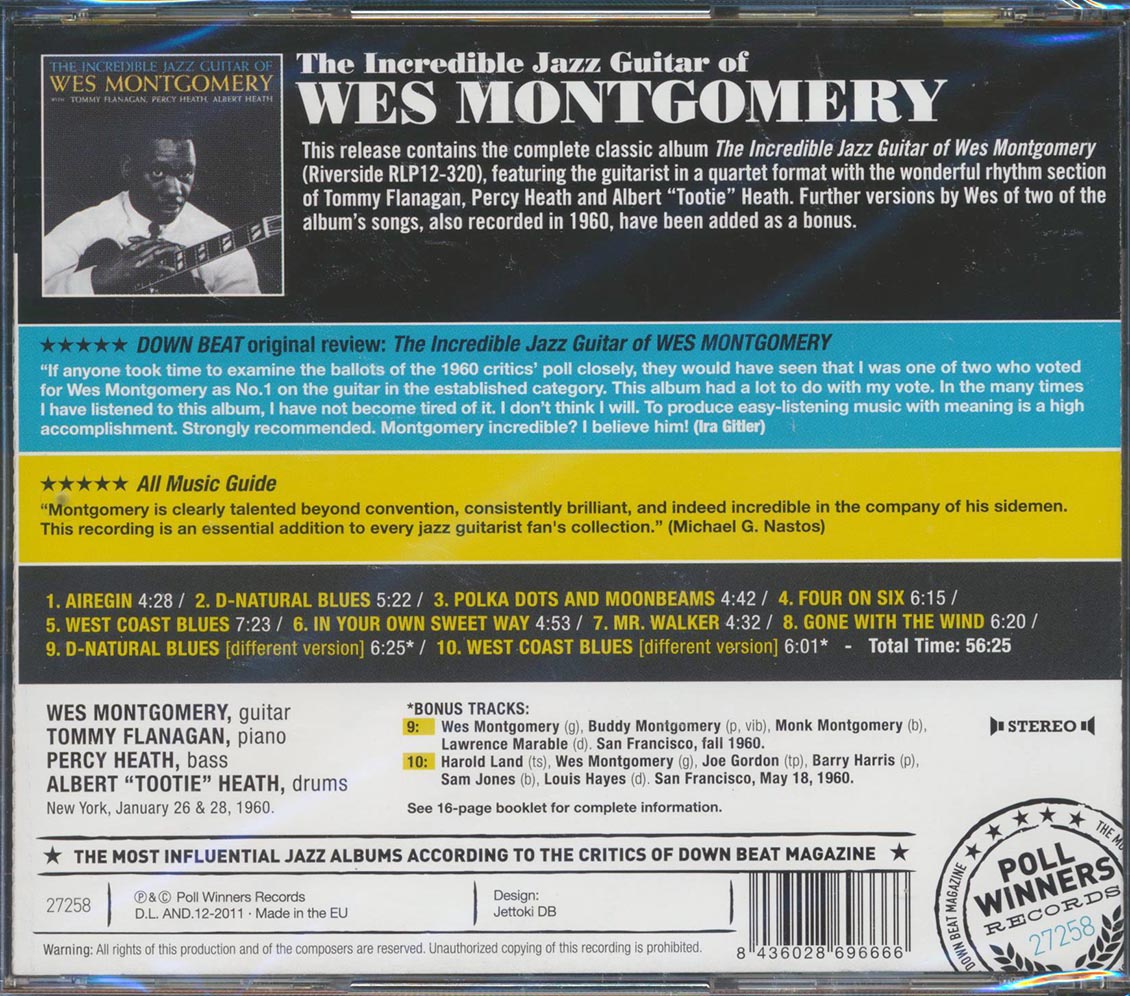 Wes Montgomery - The Incredible Jazz Guitar Of Wes Montgomery [New CD]