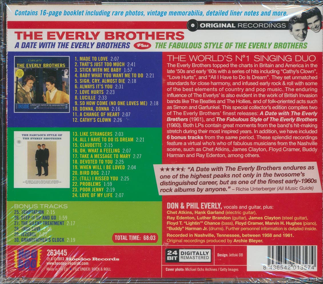 The Everly Brothers - A Date With The Everly Brothers + The Fabulous Style (2 albums on 1 CD) (30 tracks) (+6 bonus tracks) (incl. 16-page booklet) (24-bit mastering) (remaste [New CD]