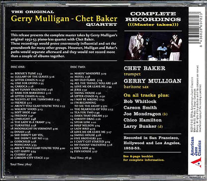 Gerry Mulligan & Chet Baker Quartet - Complete Recordings Master Takes (2xCD) [New CD]