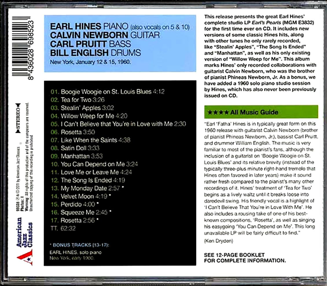 Earl Hines Quartet - Earl's Pearls [New CD]