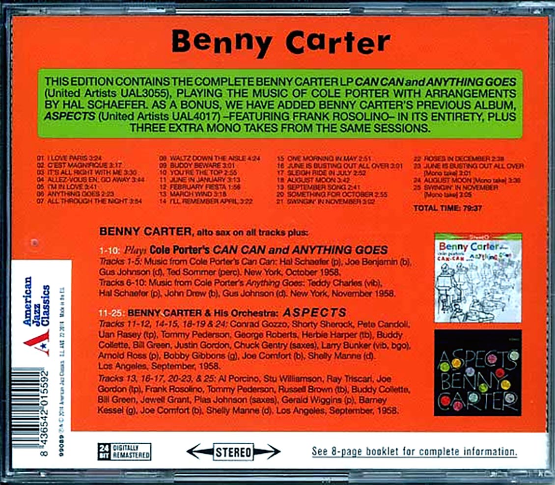 Benny Carter - Can Can & Anythind Goes + Aspects [New CD]