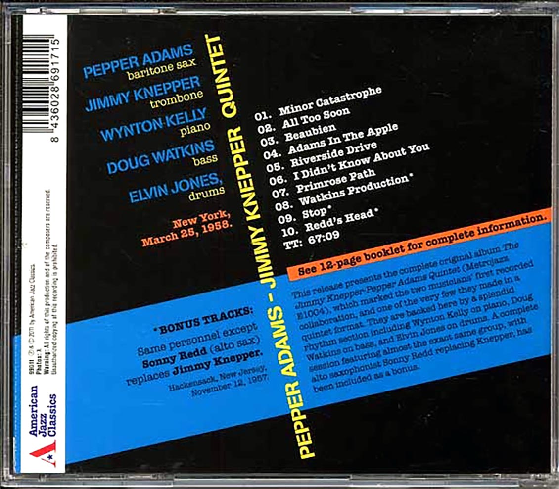 Pepper Adams & Jimmy Knepper Quintet - Pepper-Knepper [New CD]