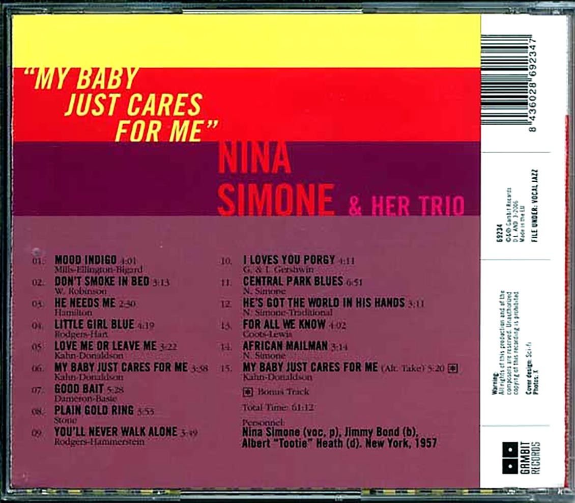 Nina Simone & Her Trio - My Baby Just Cares For Me [New CD]