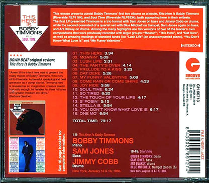 Bobby Timmons - This Here Is Bobby Timmons + Soul Time [New CD]