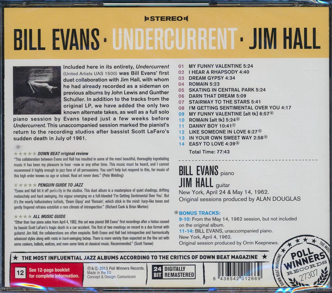 Bill Evans, Jim Hall - Undercurrent [New CD]
