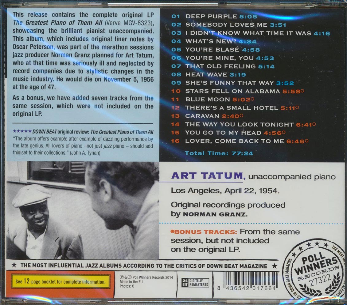 Art Tatum - The Greatest Piano Of Them All [New CD]