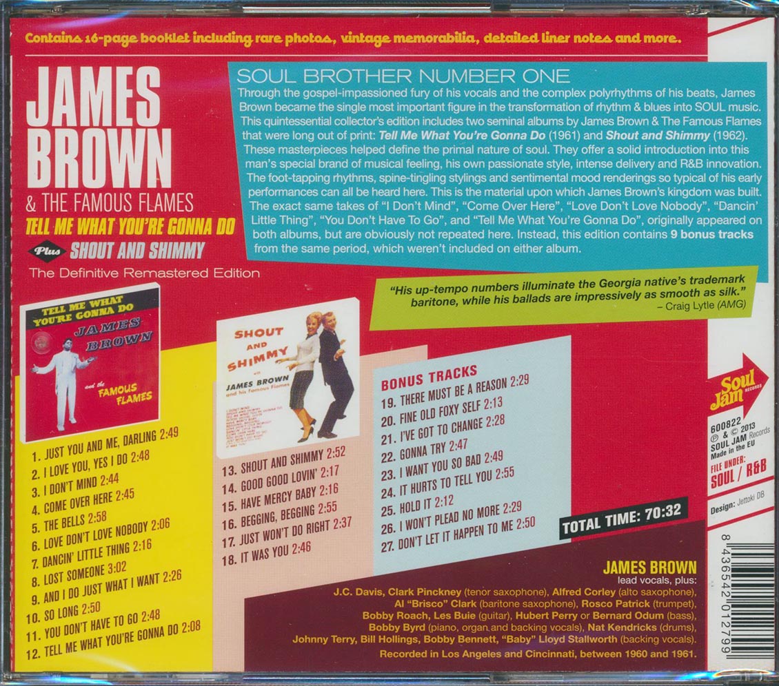 James Brown - Tell Me What You're Gonna Do + Shout And Shimmy [New CD]