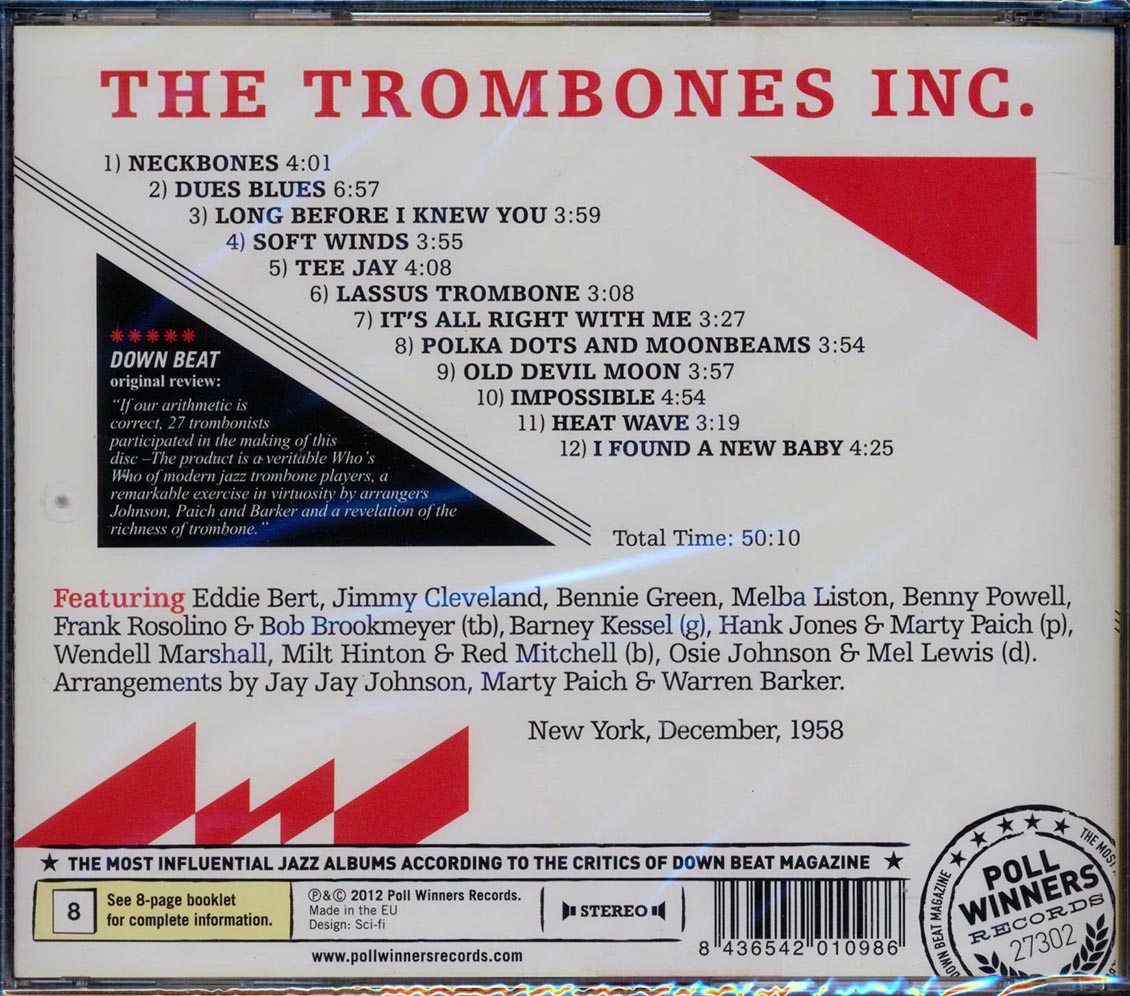 Bob Brookmeyer, Jimmy Cleveland, Frank Rosolino - The Trombones Inc. [New CD]