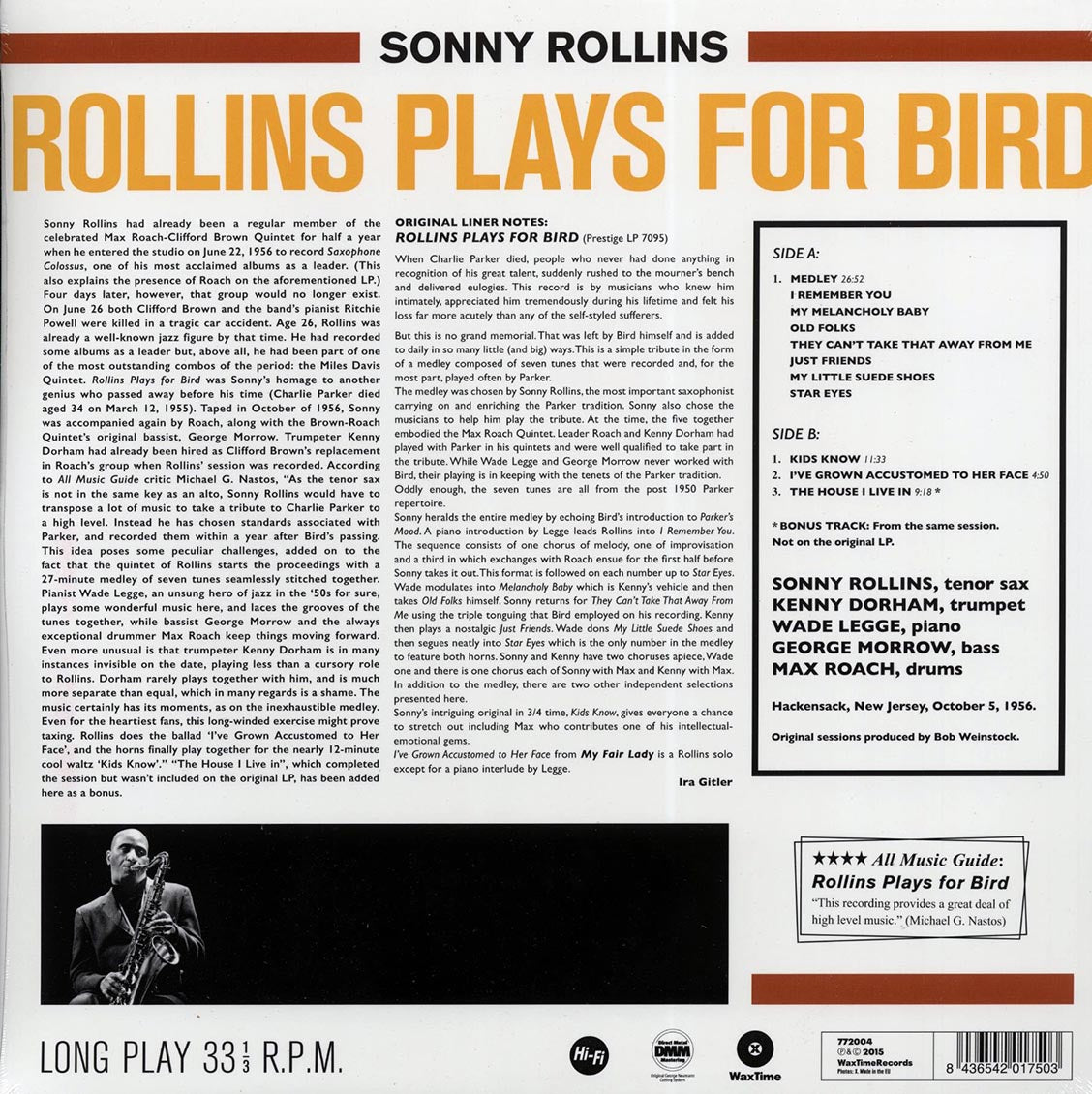 Sonny Rollins - Rollins Plays For Bird (incl. mp3) (180g) [New Vinyl Record LP]
