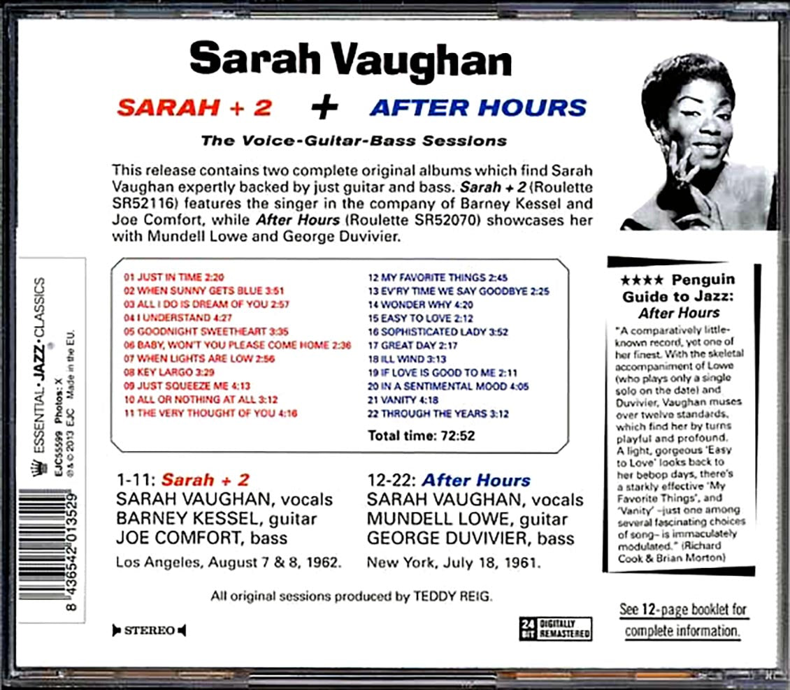 Sarah Vaughan - Sarah Plus 2 + After Hours: The Voice-Guitar-Bass Sessions [New CD]