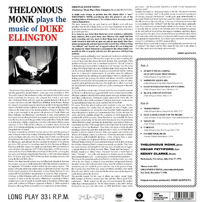 Thelonious Monk - Plays The Music Of Duke Ellington (+bonus track) (ltd. ed.) (180g) [New Vinyl Record LP]