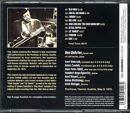 Ben Webster - Live In Vienna 1972 [New CD]