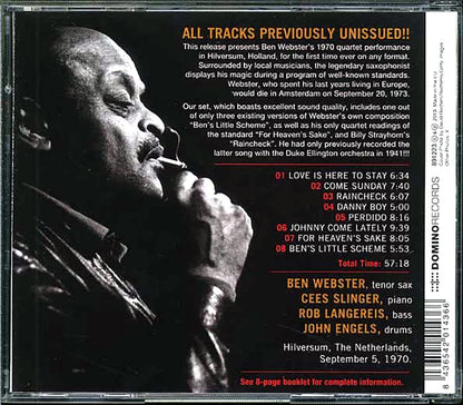 Ben Webster Quartet - Live In Hilversum 1970 [New CD]