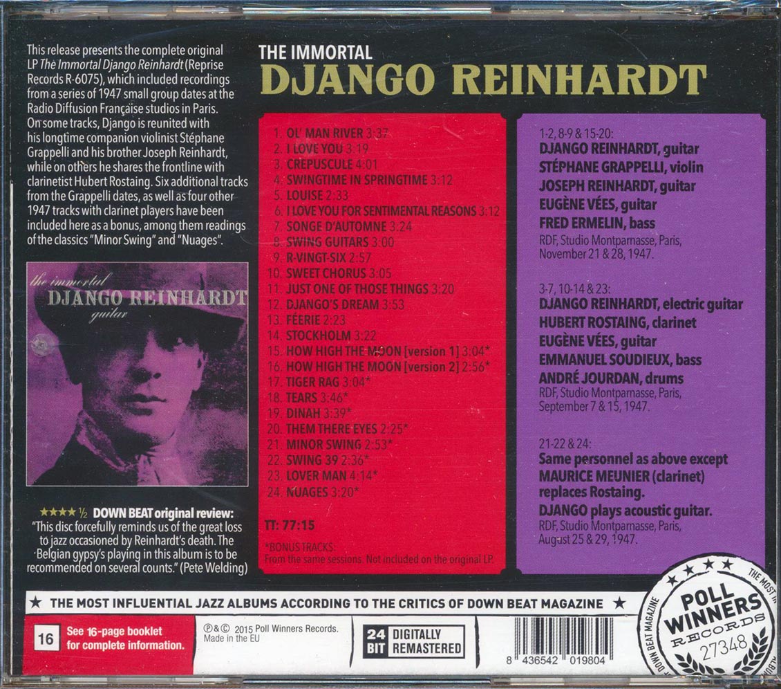 Django Reinhardt - The Immortal (24 tracks) (incl. large booklet) [New CD]