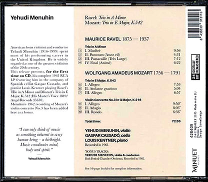 Yehudi Menuhin - Trio In A Minor + Trio In E Major, K. 542 (ltd. ed.) (incl. large booklet) (remastered) [New CD]