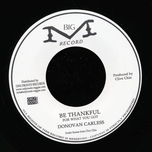 Donovan Carless - Be Thankful  /  Version (France press) [New Vinyl 7"]