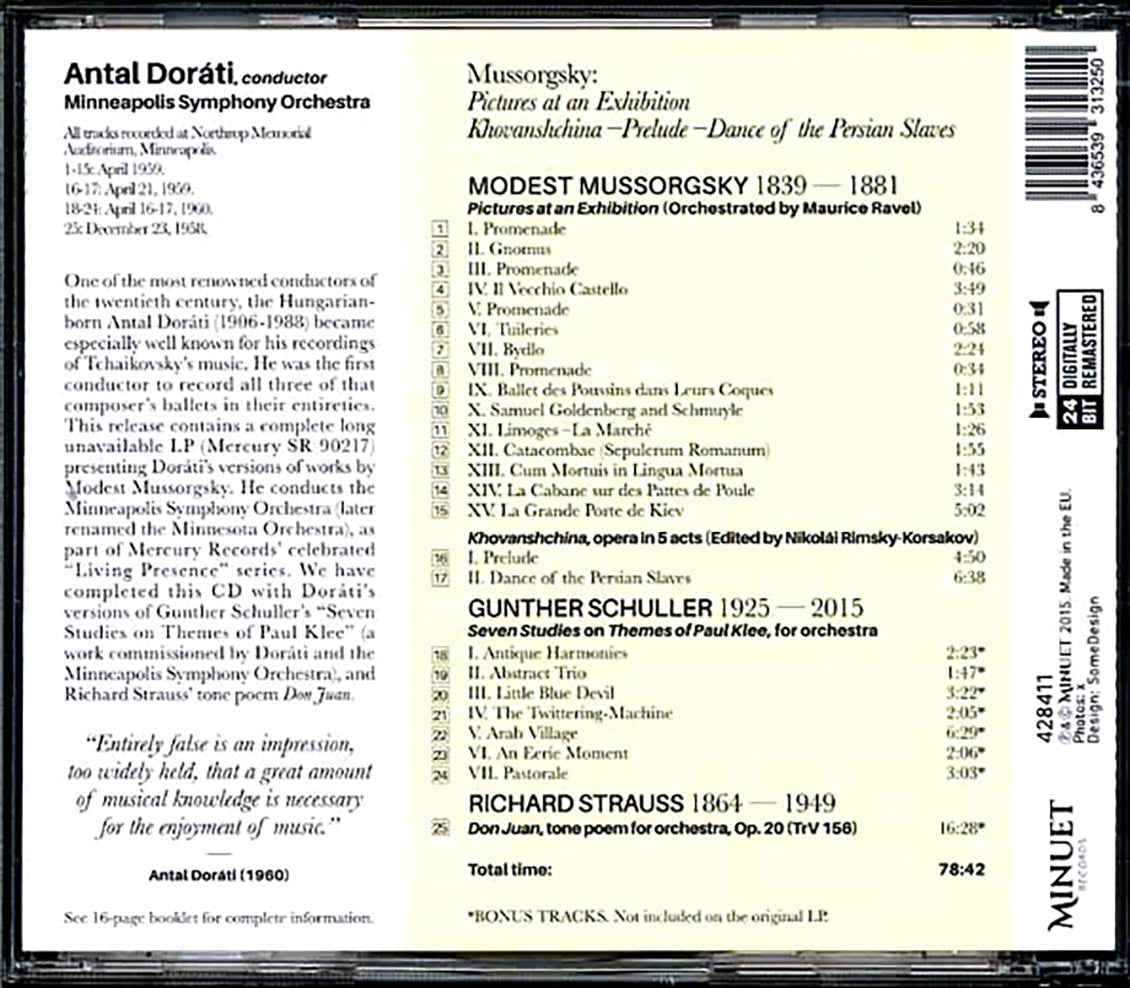 Antal Dorati, Minneapolis Symphony Orchestra - Mussorgsky: Pictures At An Exhibition 'Khovanshchina', 'Prelude', 'Dance Of The Persian Slaves' (ltd. ed.) (incl. large booklet) (remastered) [New CD]