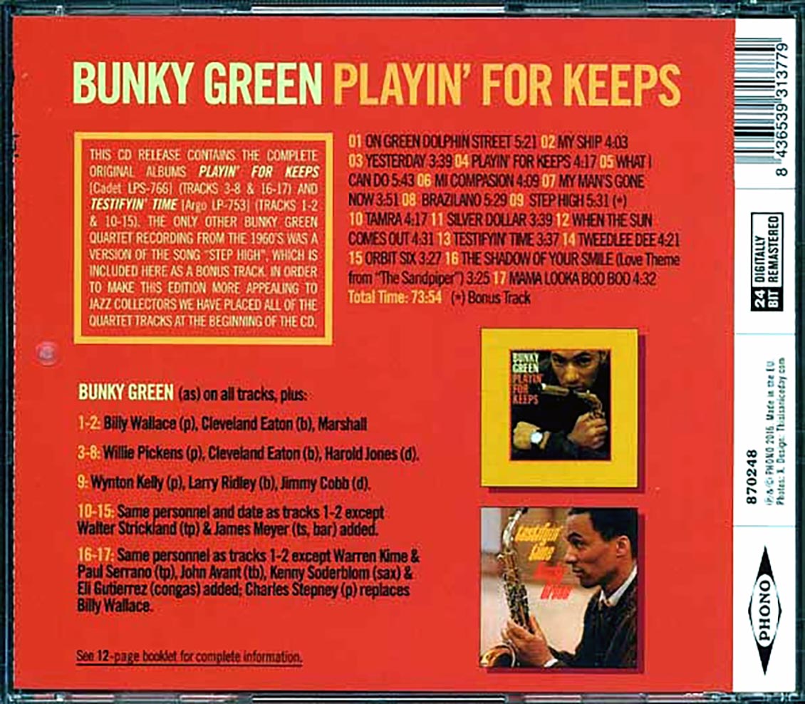 Bunky Green - Playin' For Keeps (remastered) [New CD]