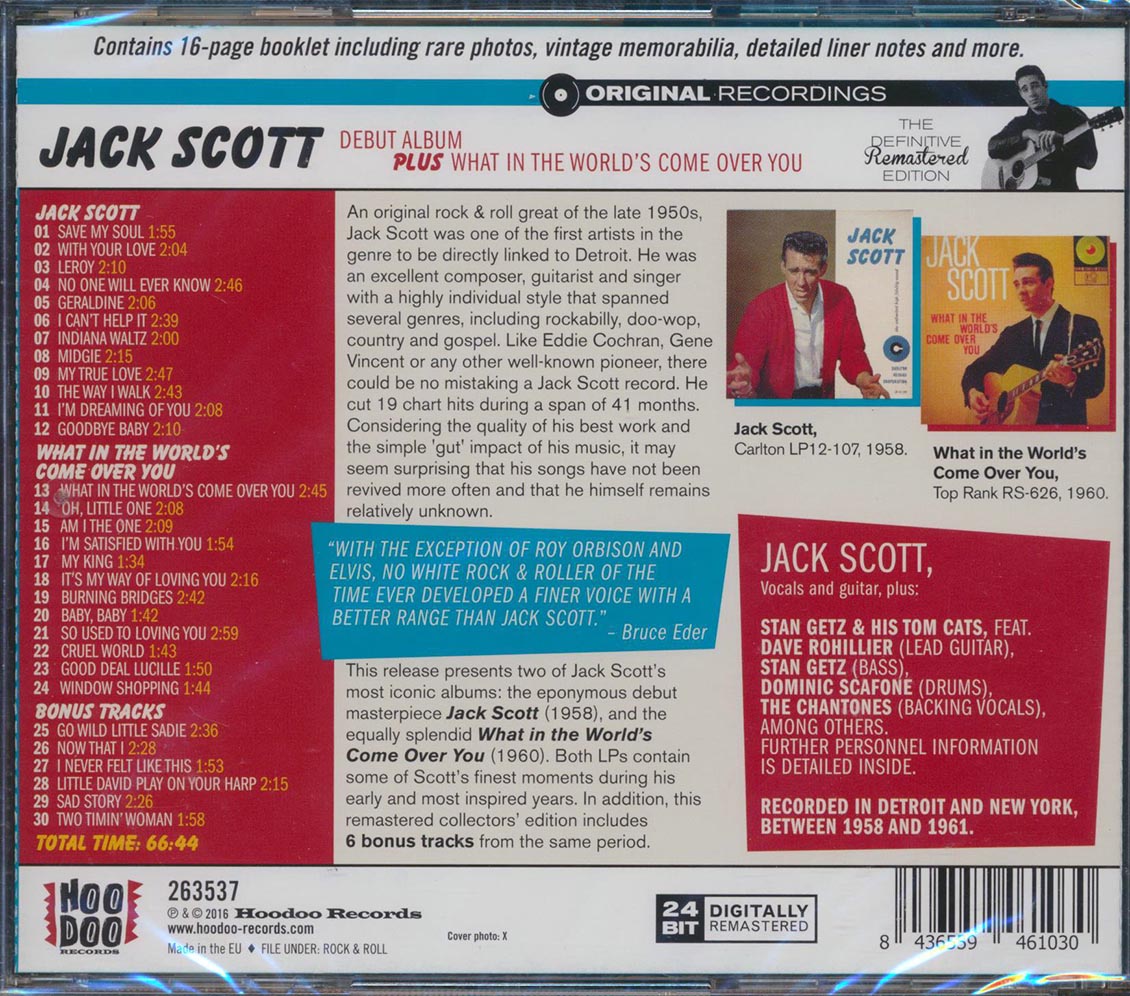 Jack Scott - Debut Album + What In The World's Come Over You (incl. large booklet) (remastered) [New CD]