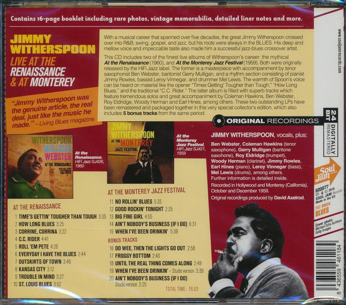 Jimmy Witherspoon - Live At The Renaissance & At Monterey (20 tracks) (2xCD) (incl. large booklet) (remastered) (expanded edition) [New CD]