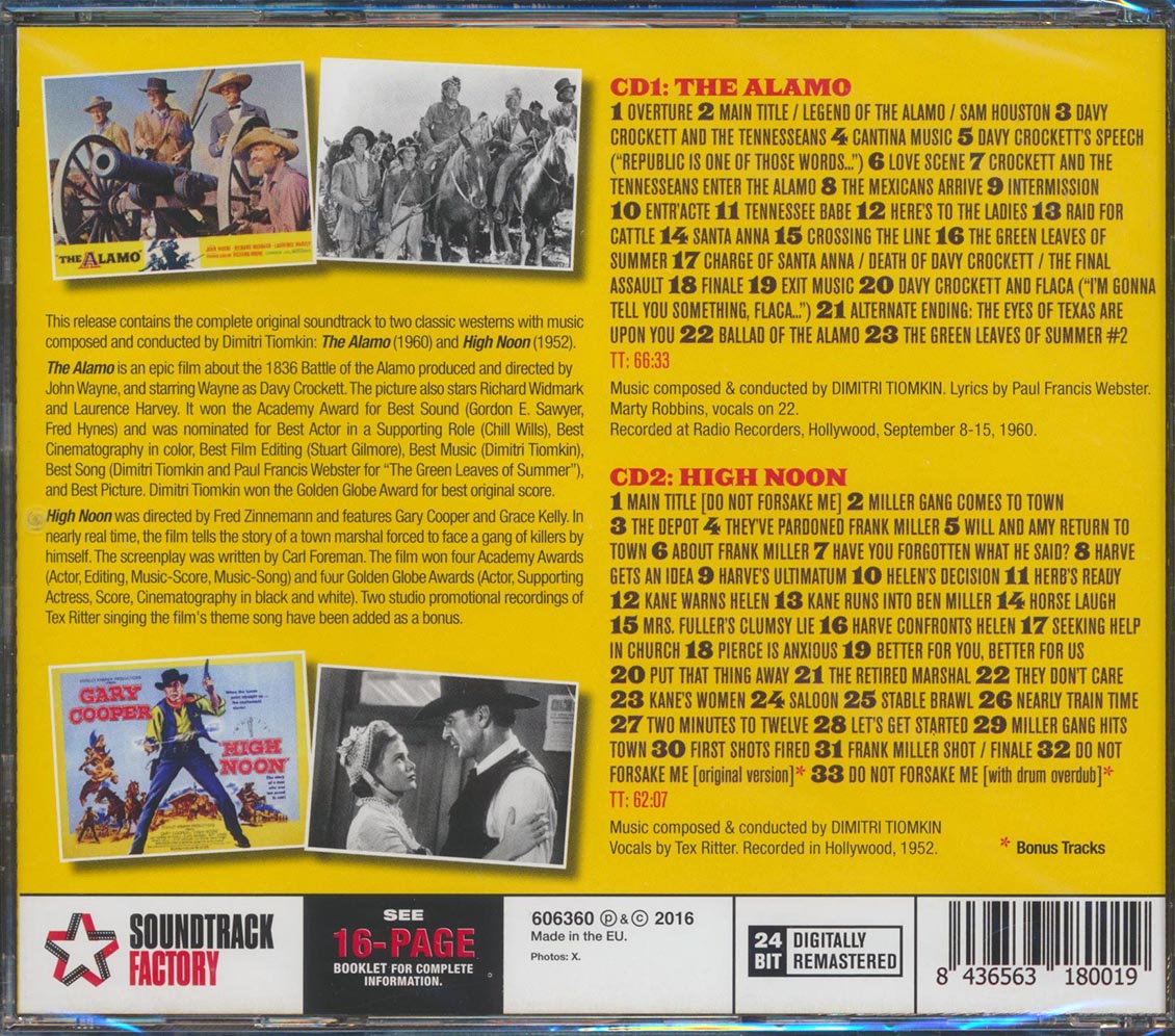Dimitri Tiomkin - The Alamo + High Noon Original Soundtrack (ltd. ed.) (2xCD) (incl. large booklet) (remastered) [New CD]