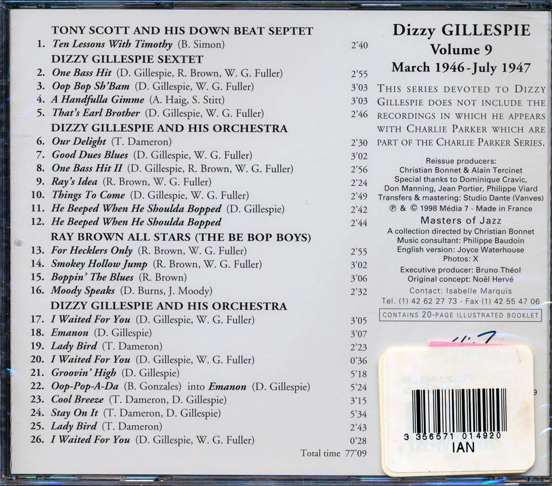 Dizzy Gillespie - Complementary Works Volume 9: 1946-1947 [New CD]