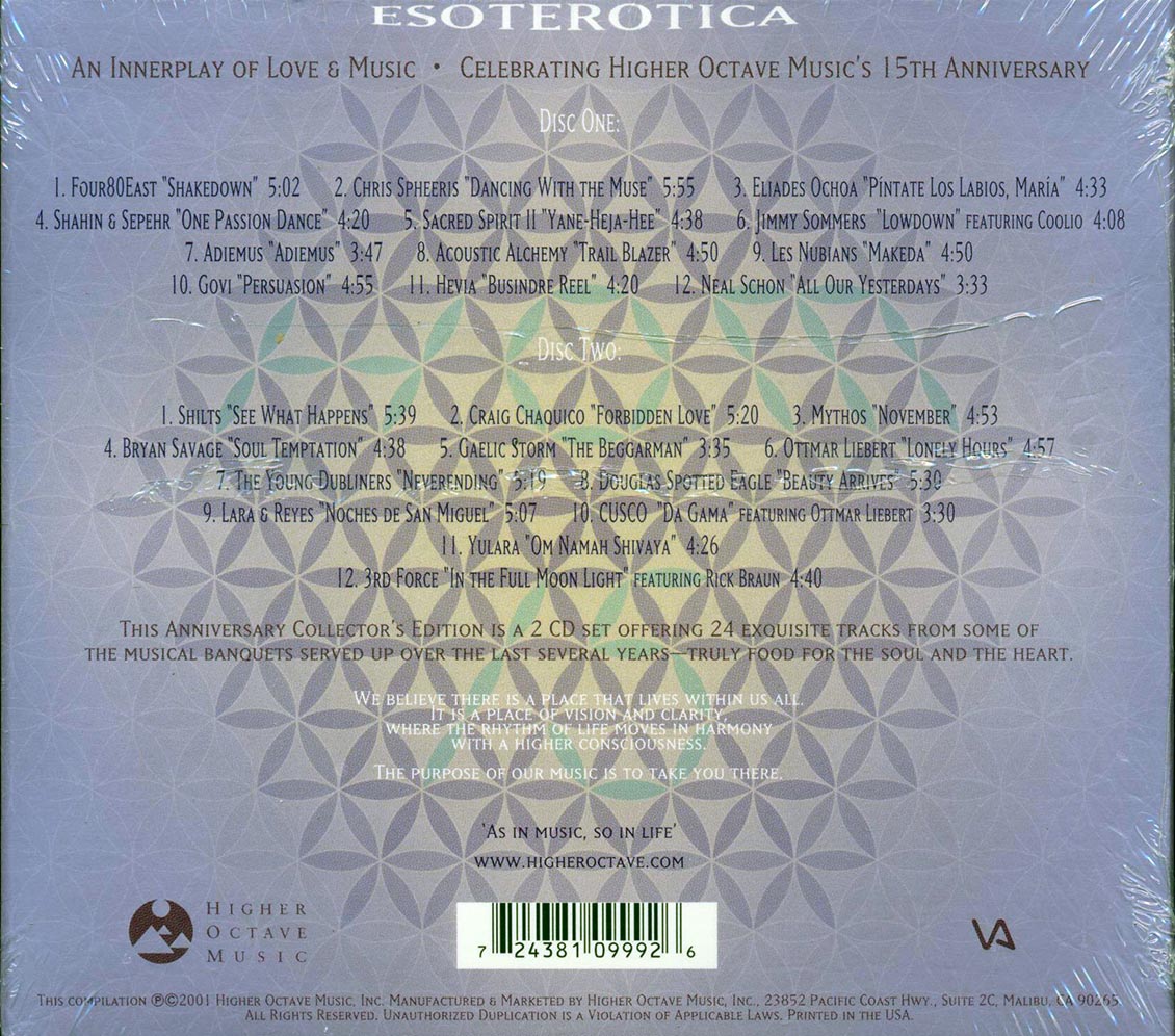 Various - Esoterotica: An Innerplay Of Love & Music Celebrating Higher Octave Music's 15th Anniversary (24 tracks) (2xCD) (deluxe 4-fold digipak) [New CD]